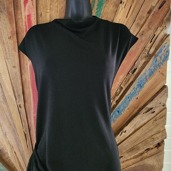 By Malene Birger side drape/ruching hi-lo black t-shirt Dress Sz M - Picture 7 of 11